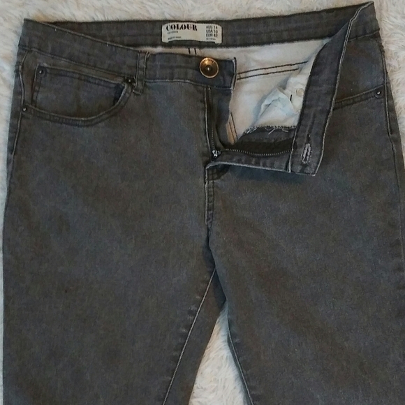 Cotton On Black Gray Leopard Print High Rise Zip Up Straight Leg Color Jean - Picture 3 of 8